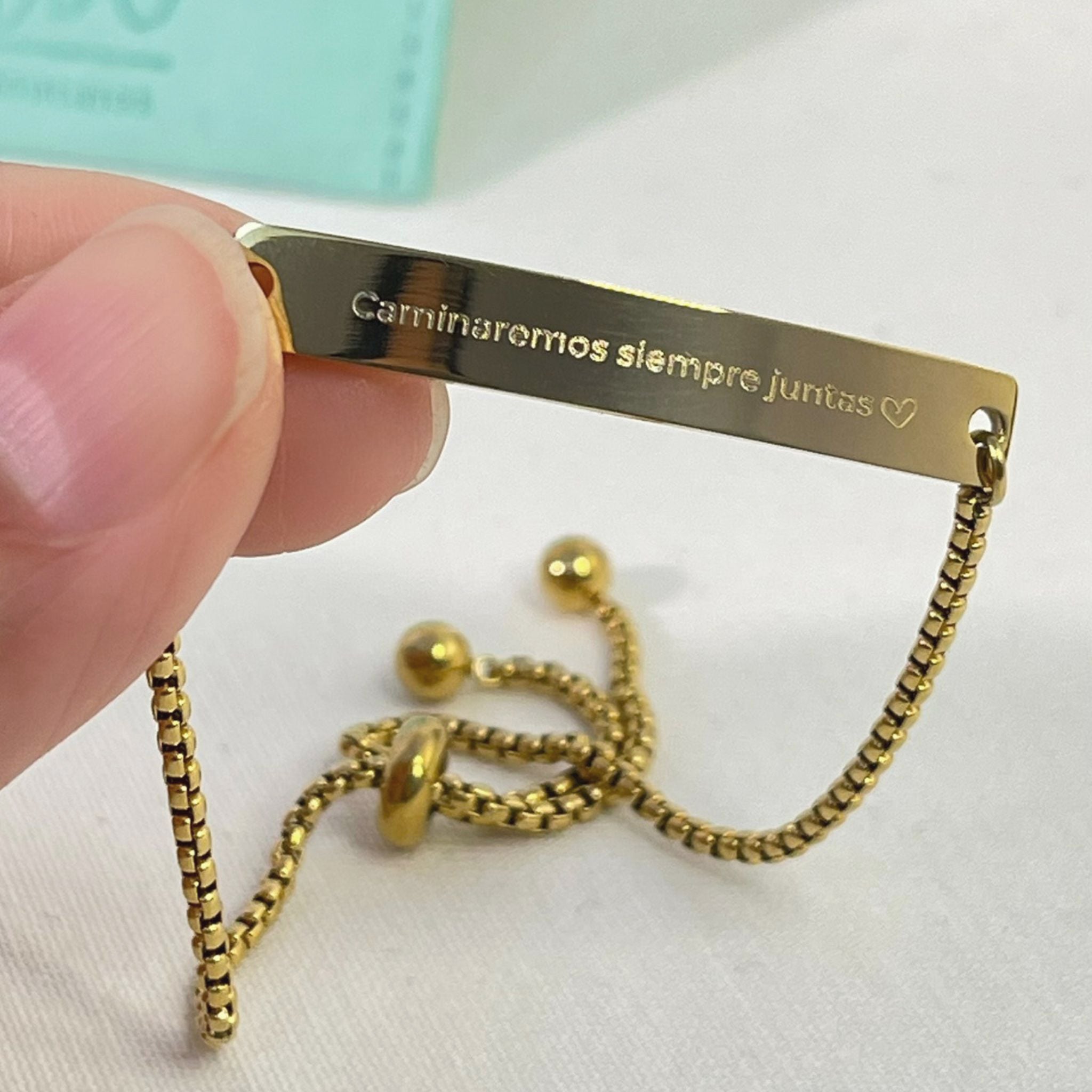 Pulsera personalizada tipo esclava con frase grabada (acero)