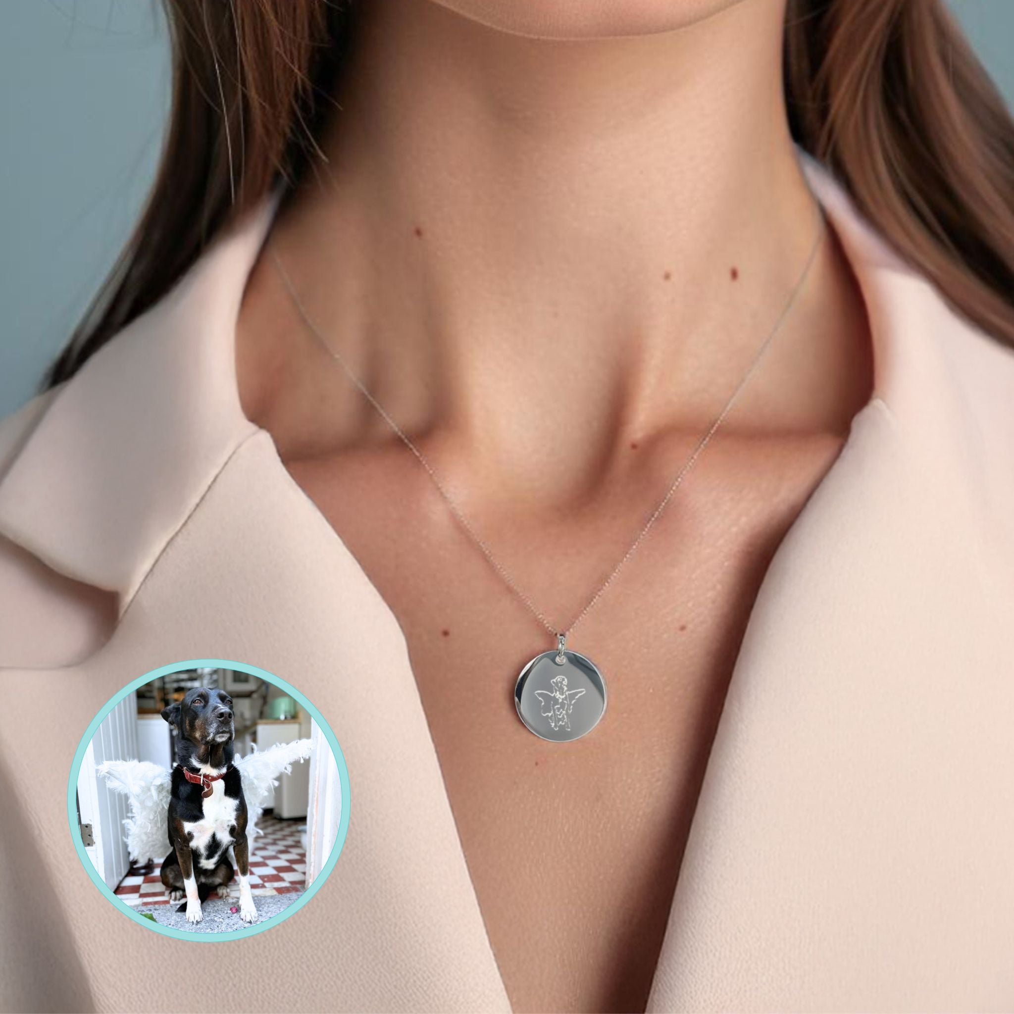 Collar personalizado con foto de mascota y nombre o fecha detrás (acero)