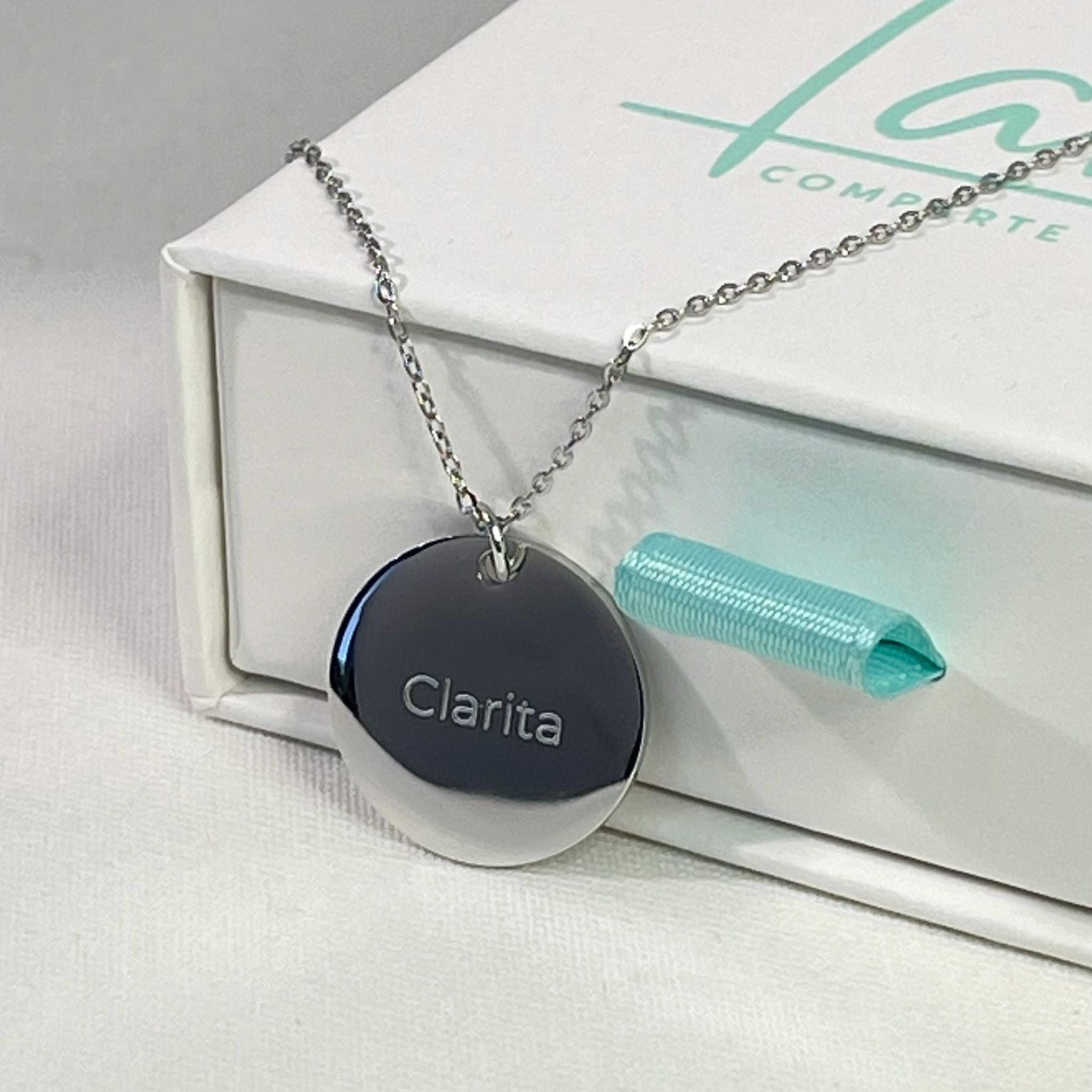 Collar personalizado con foto de mascota y nombre o fecha detrás (acero)