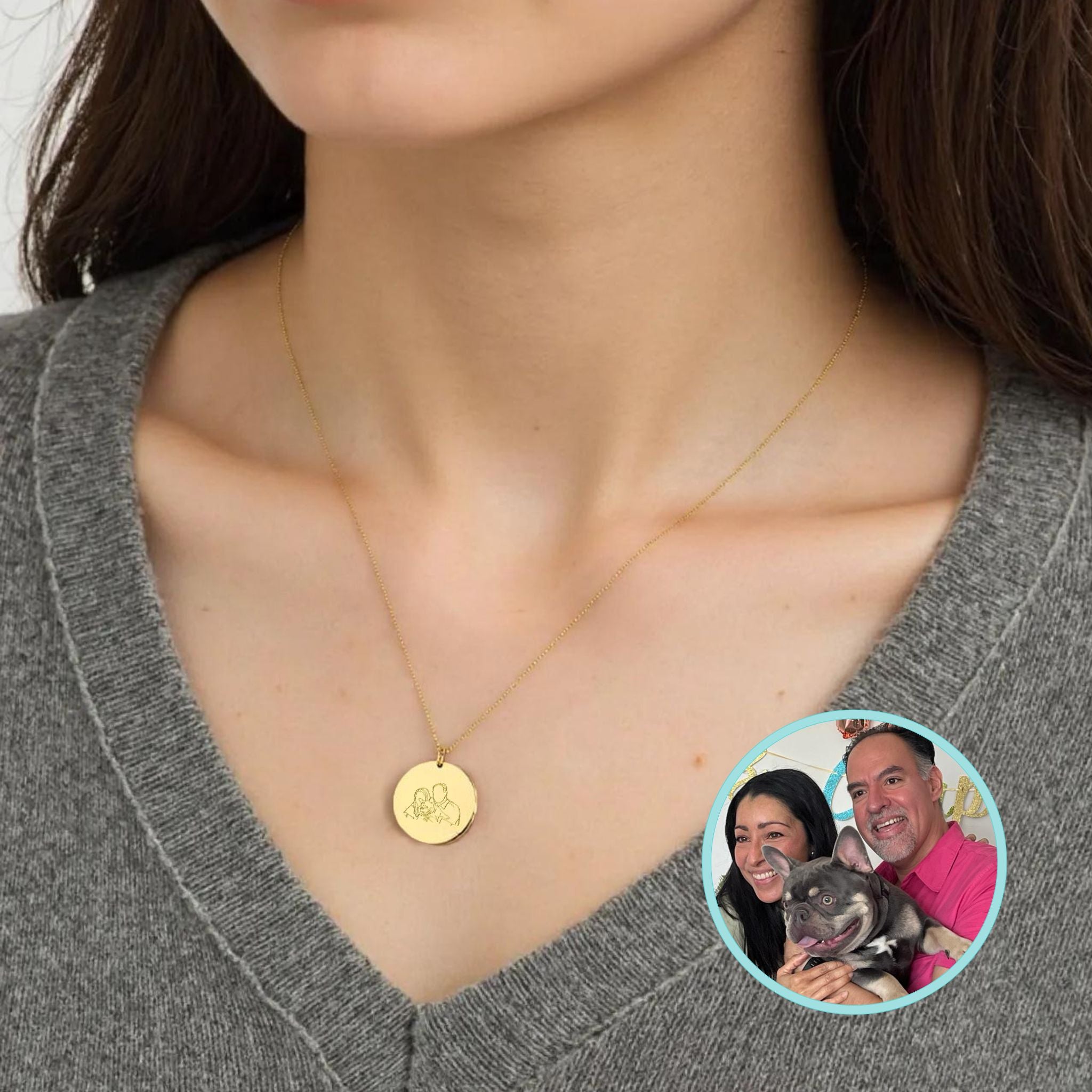 Collar personalizado con foto y texto detrás (plata baño oro 18k)