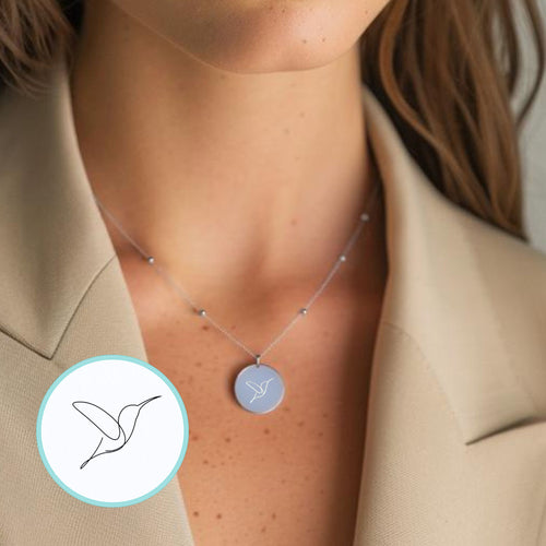 Collar personalizado con dibujo y texto detrás (plata)