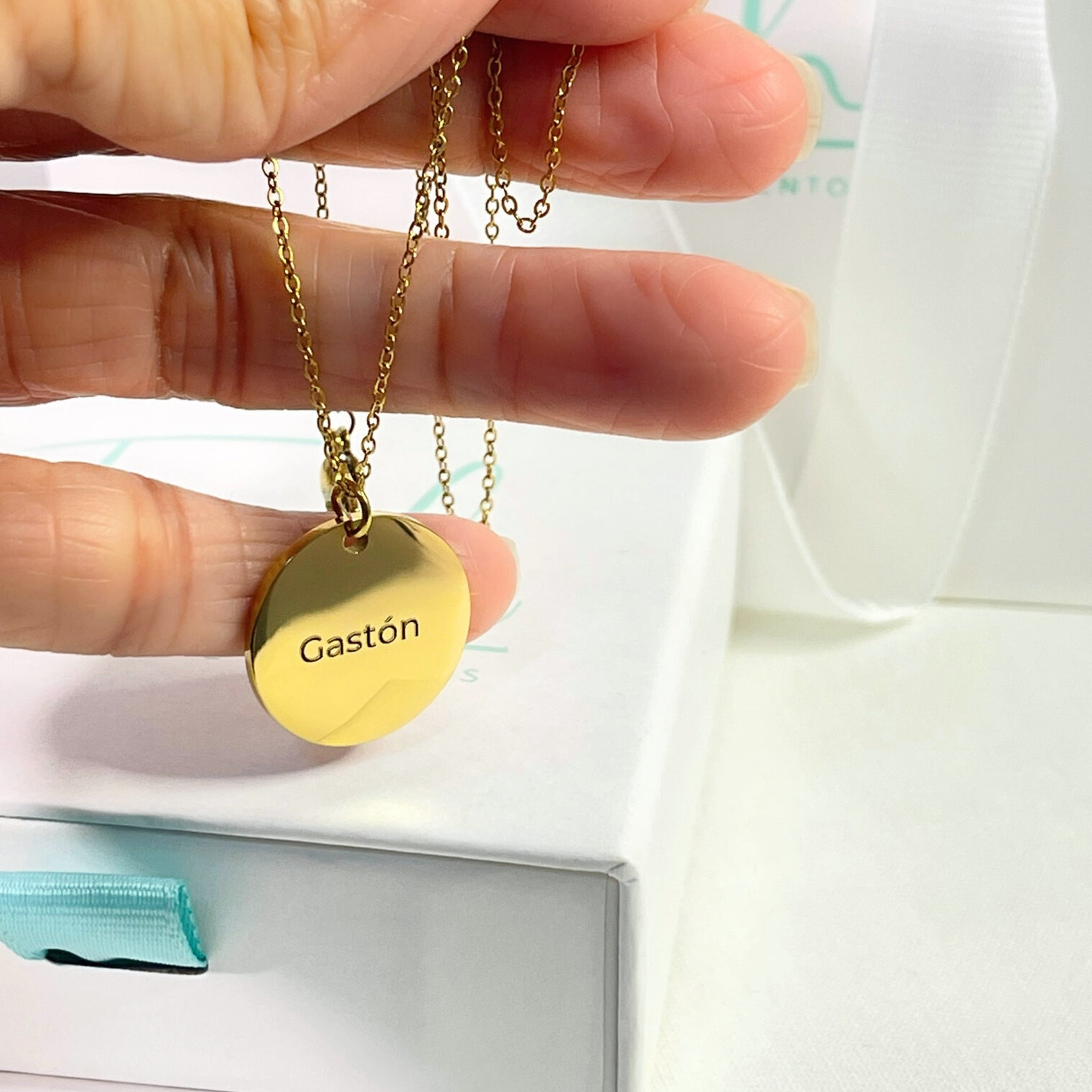 Collar personalizado huella de mascota y nombre detrás (acero)