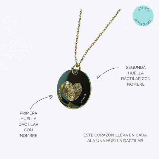 Collar Corazón con Huellas Dactilares
