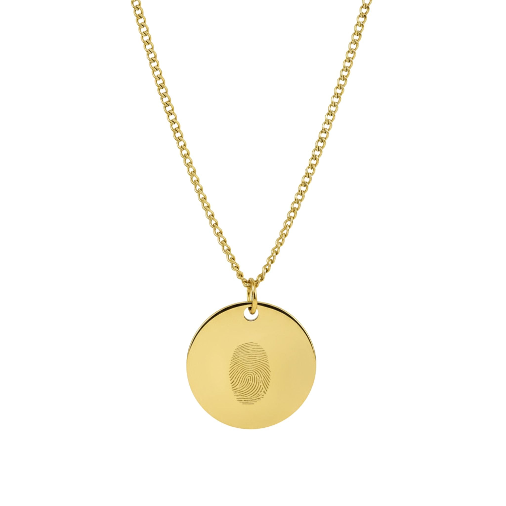 Collar personalizado huella de bebé al frente e inicial y fecha detrás (acero)