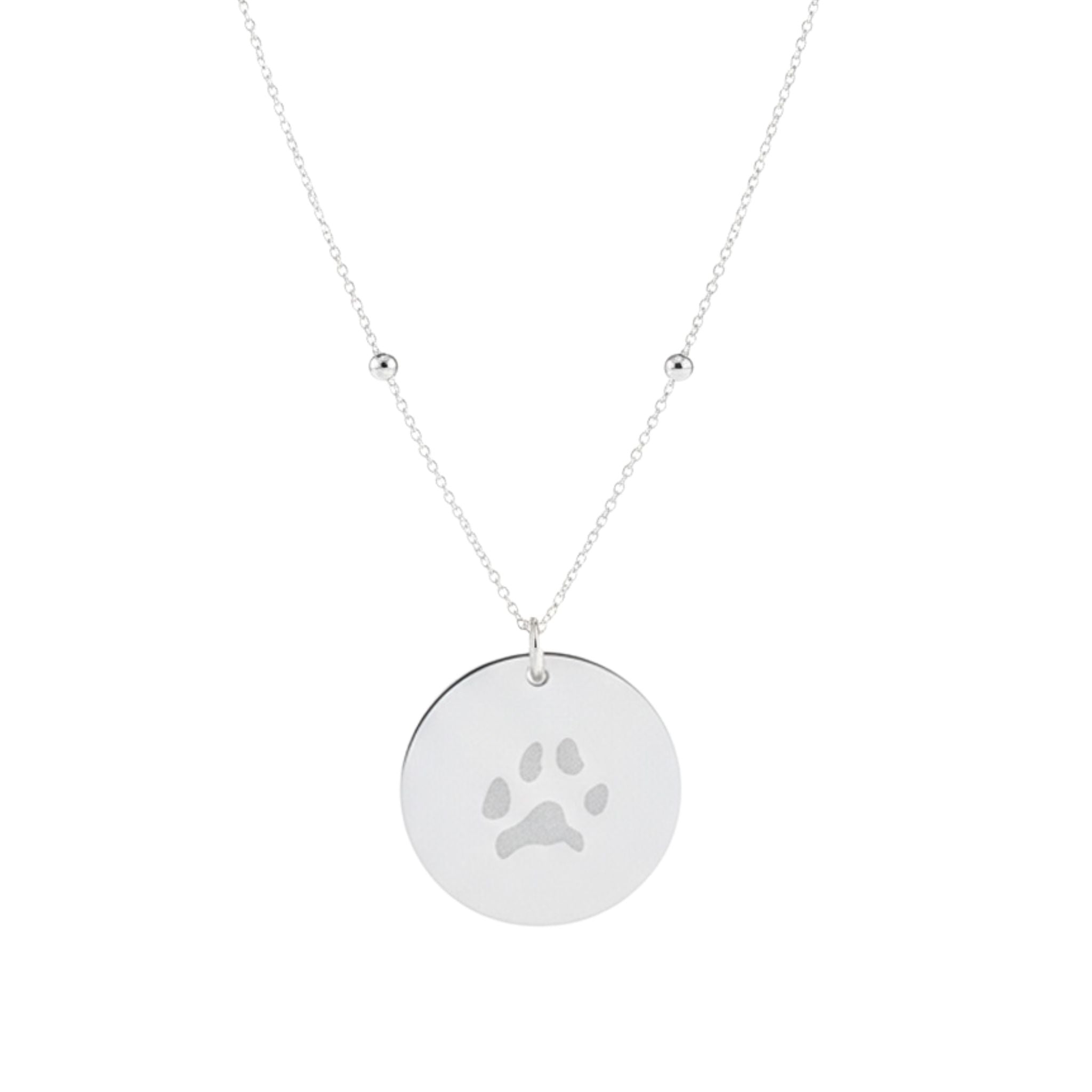 Collar personalizado huella de mascota y nombre detrás (plata)