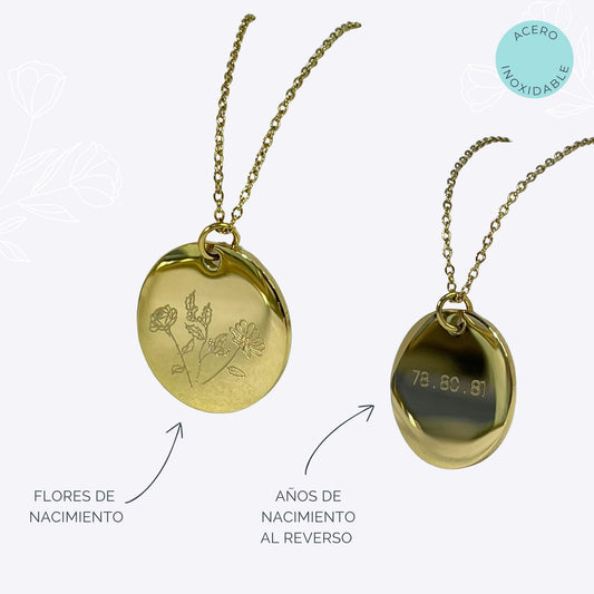 Collar con Flores de Nacimiento + Fechas