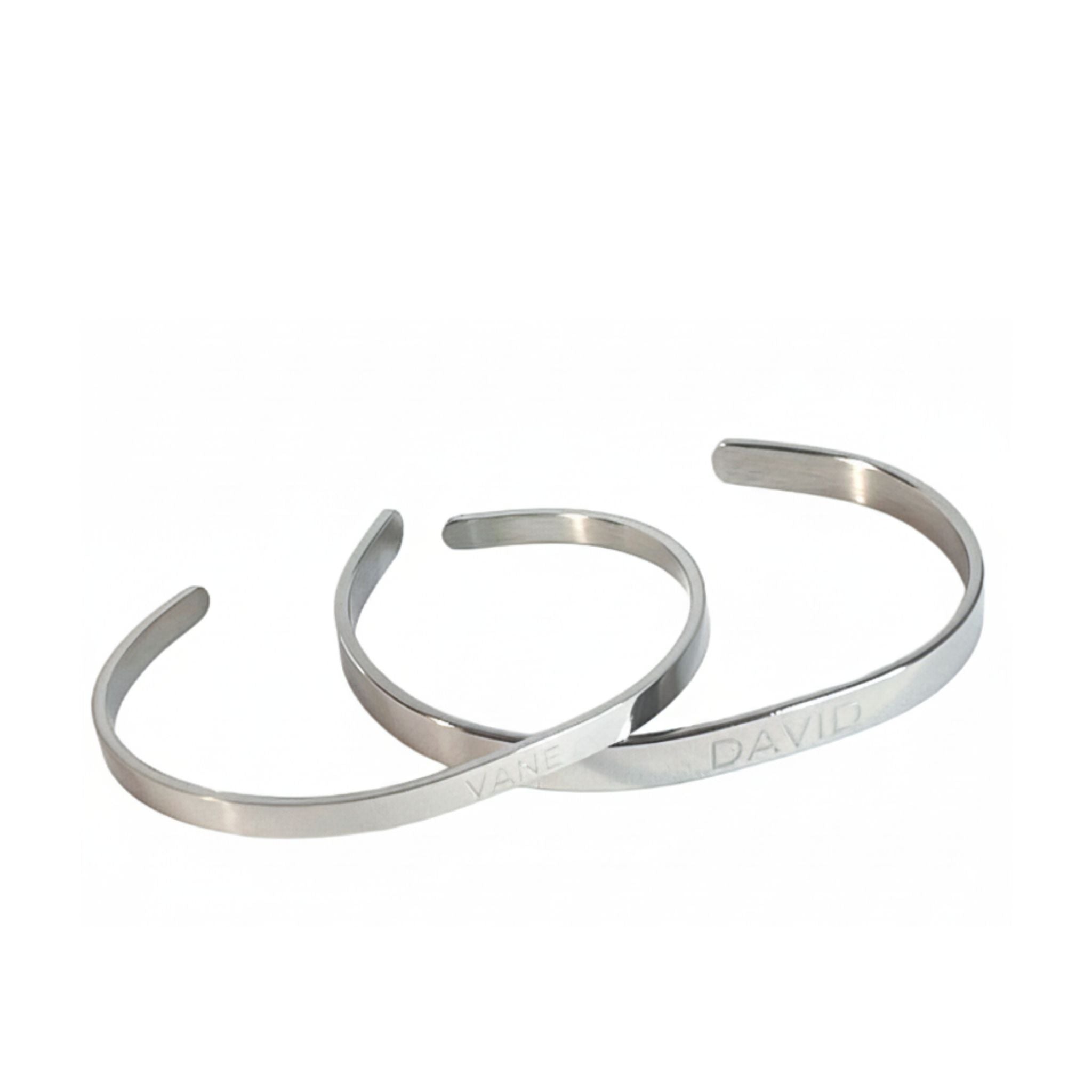 Duo de Brazaletes Personalizados para Pareja (Acero Inoxidable)