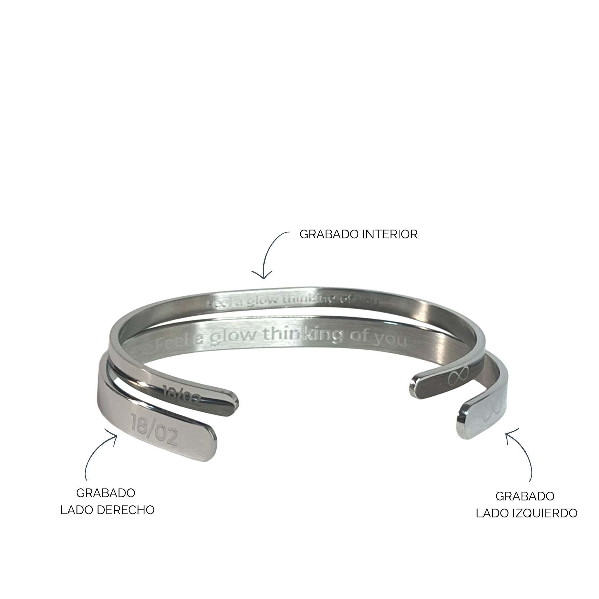 Duo de Brazaletes Personalizados para Pareja (Acero Inoxidable)