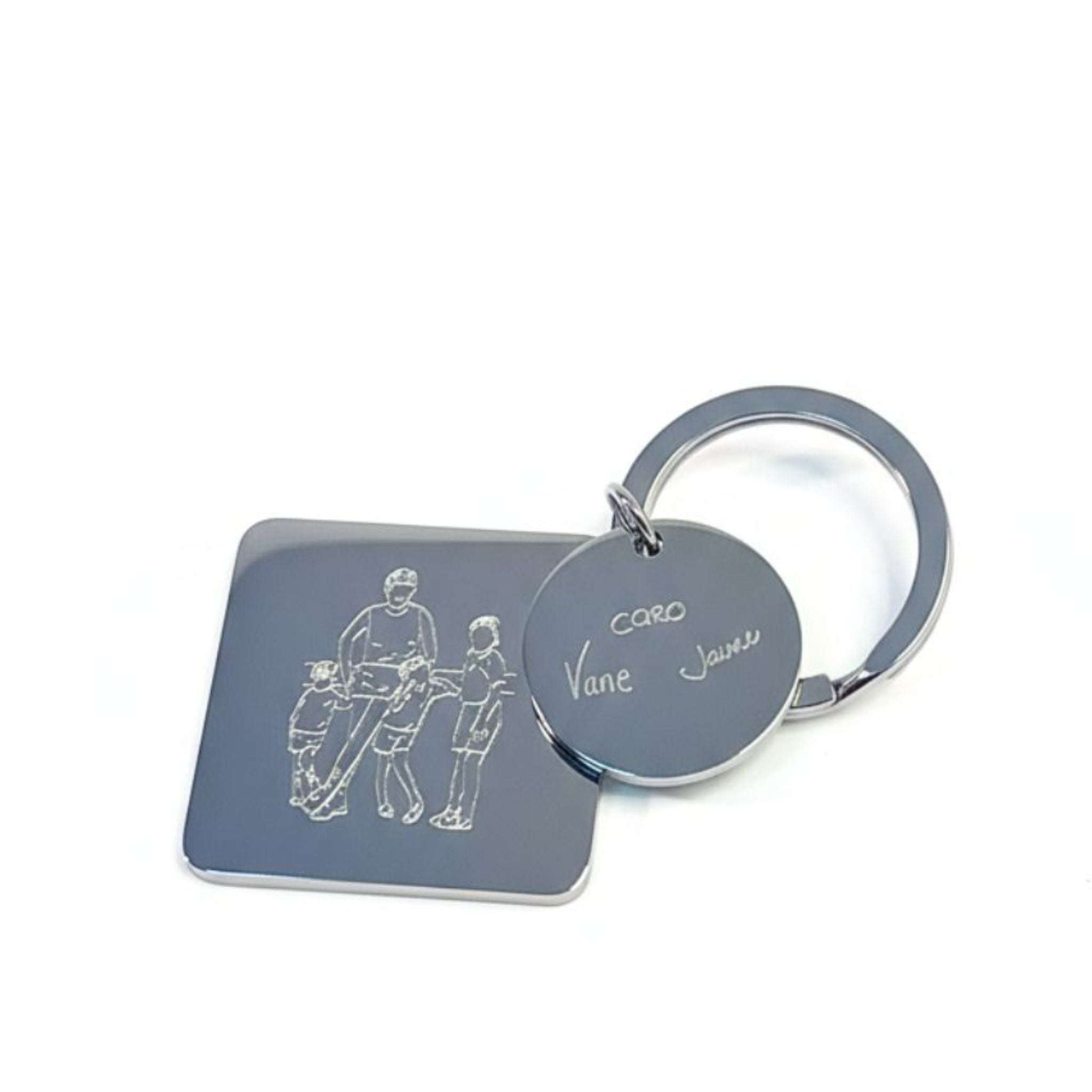 Llavero personalizado cuadrado con foto grabada (acero)