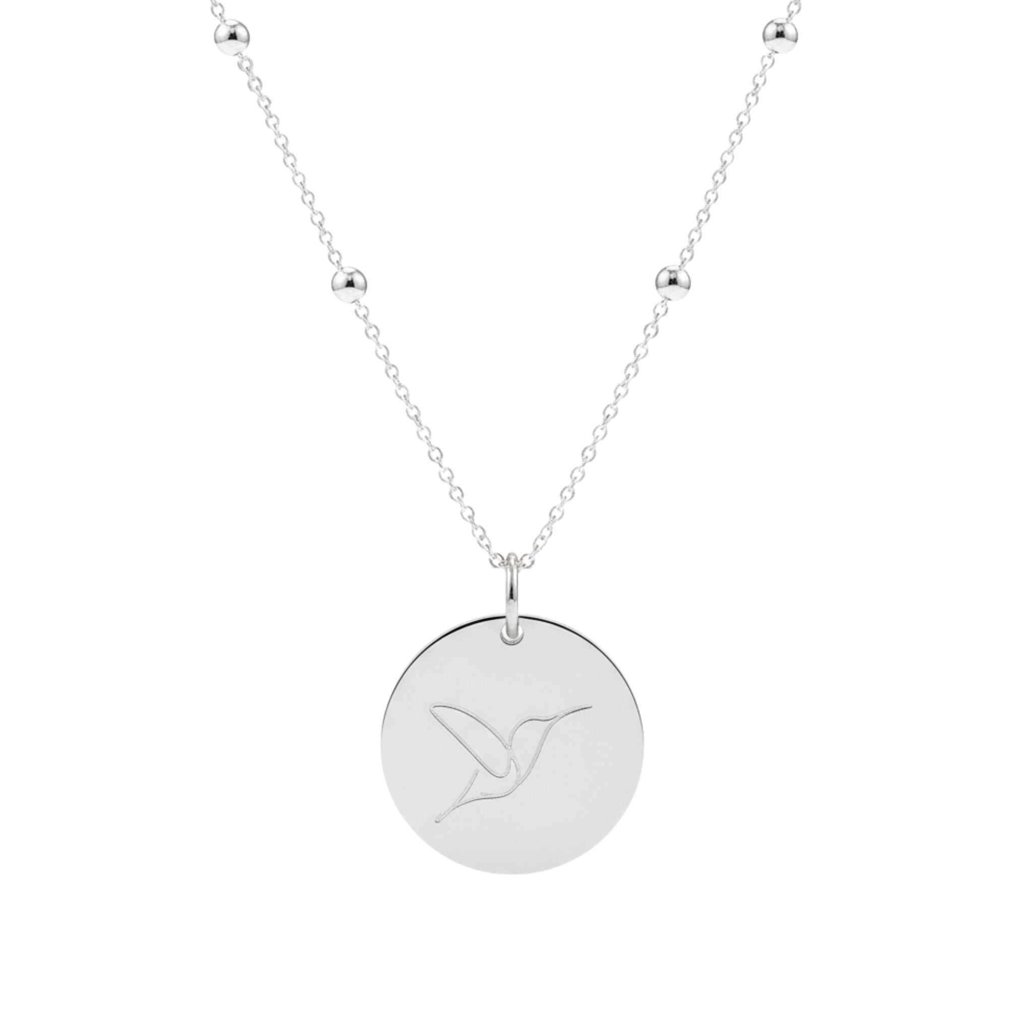 Collar personalizado con dibujo y texto detrás (plata)