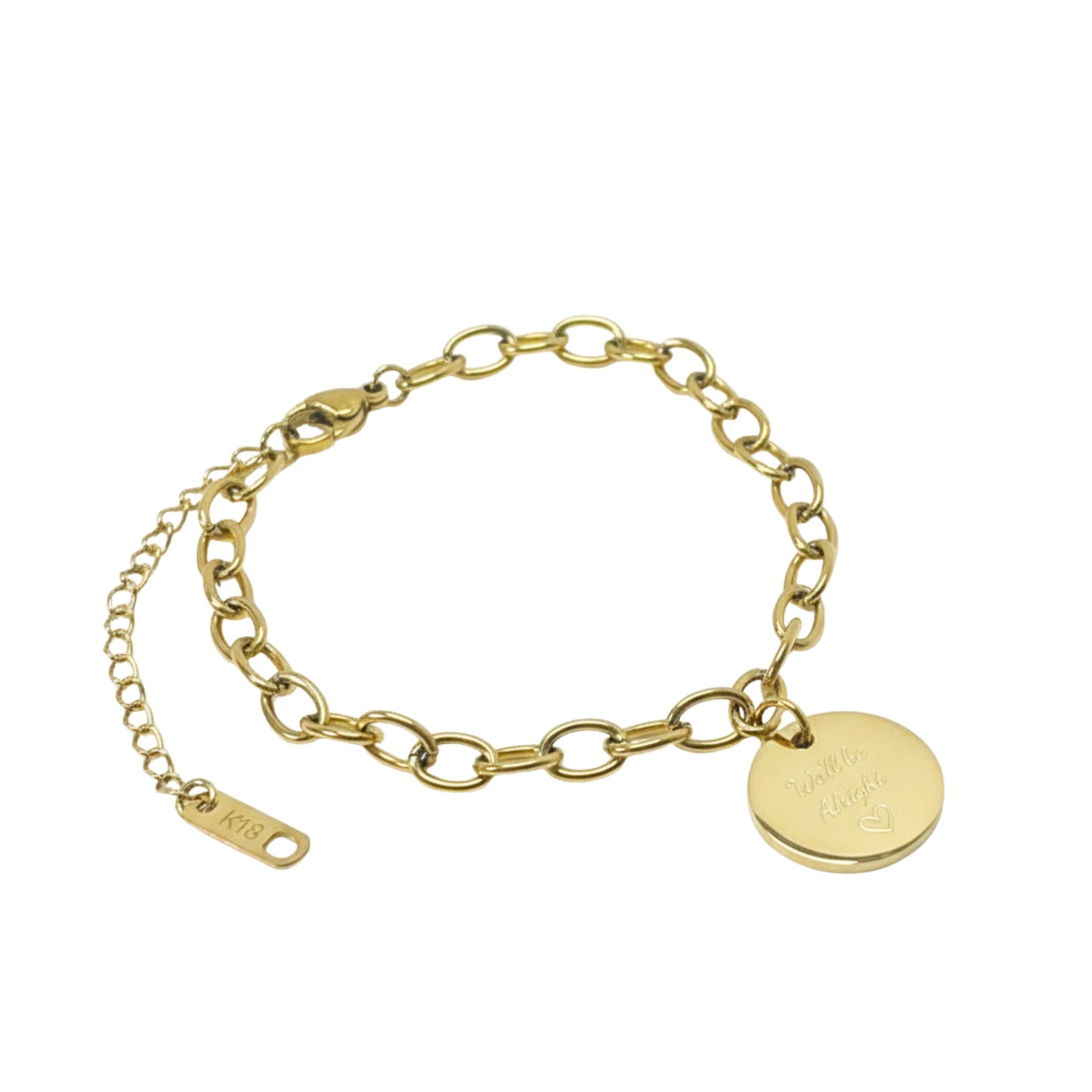 Pulsera personalizada con frase al frente y nombre y fecha detrás (acero)