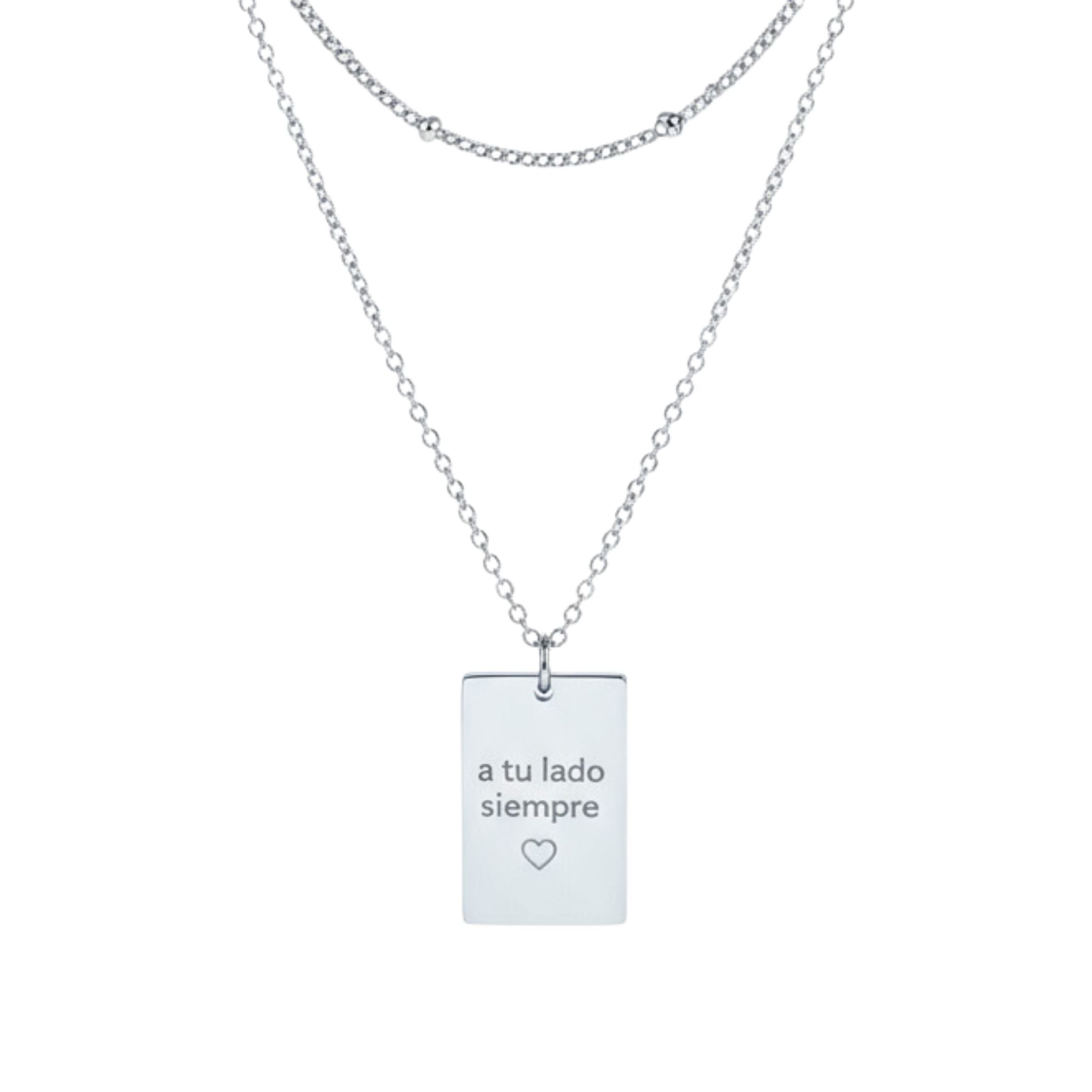 Collar personalizado rectangular con texto e ícono grabado (acero)
