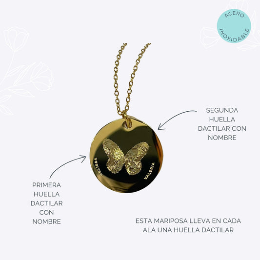 Collar Mariposa con Huellas Dactilares