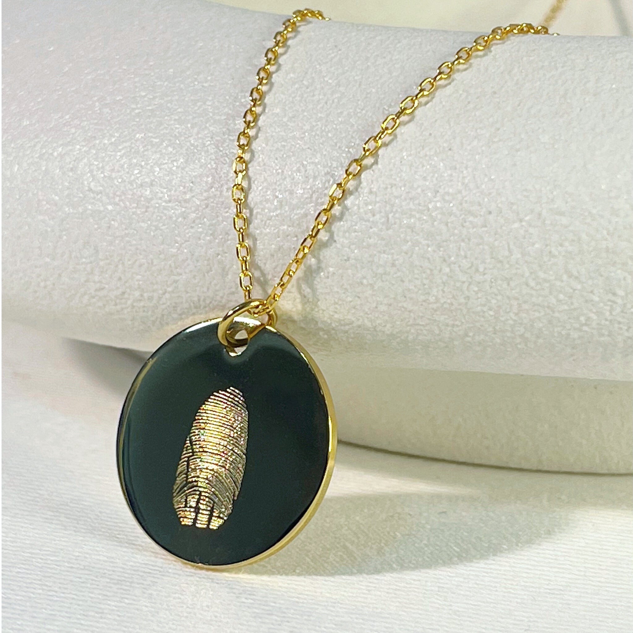 Collar personalizado huella dactilar y nombre detrás (acero)