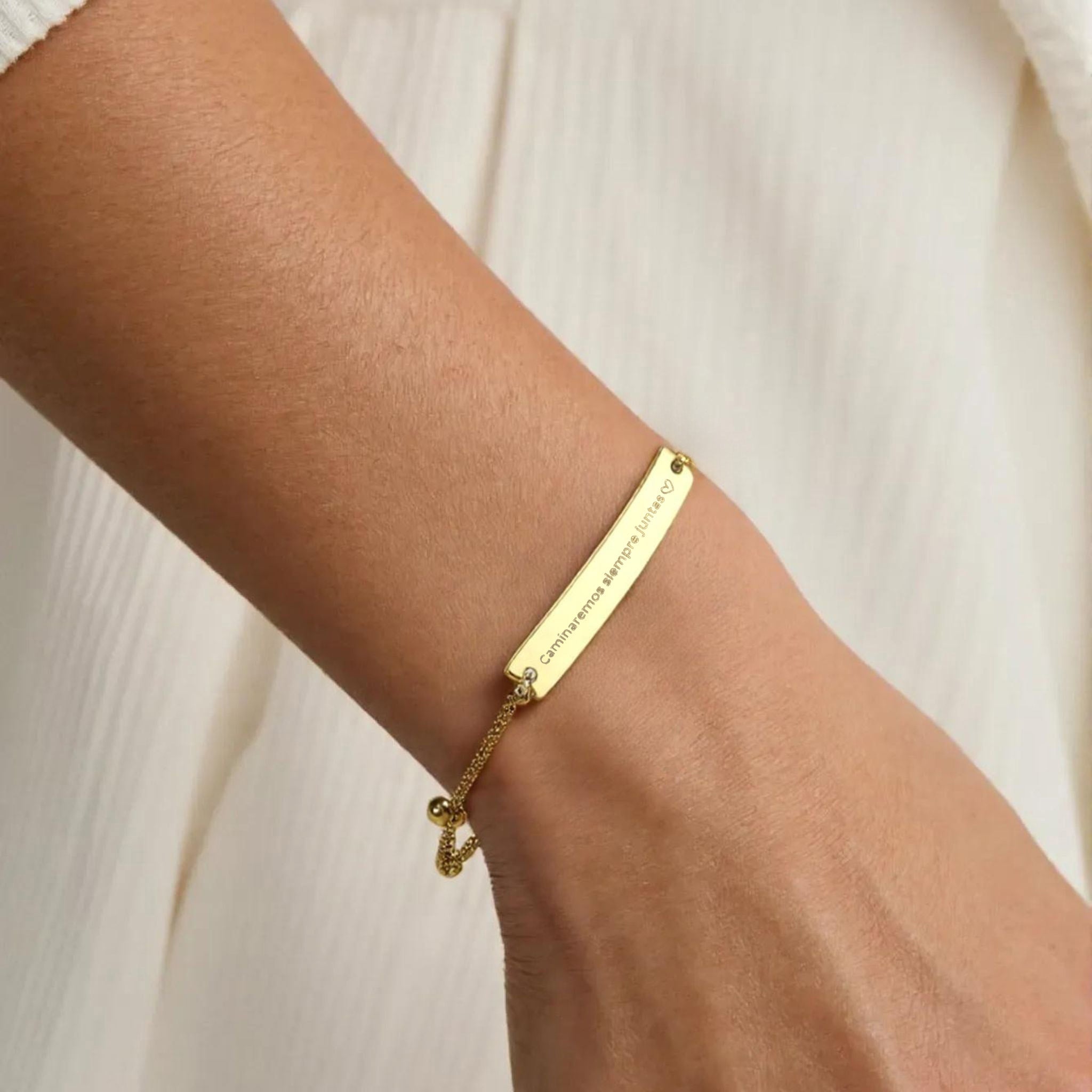 Pulsera personalizada tipo esclava con frase grabada (acero)